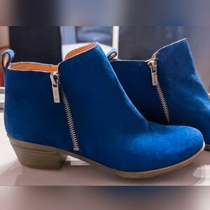Lucky Brand Navy Blue Suede Basel Ankle Boots